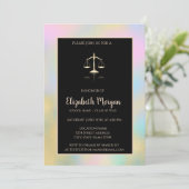 金ゴールド正義尺度ホログラフィック卒業パーティー 招待状 (スタンド正面)