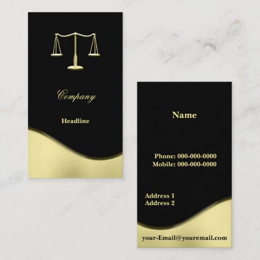 金ゴールド正義尺度 名刺 (正面/裏面)