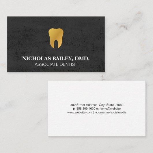 金ゴールド歯アイコン 名刺 (正面/裏面)