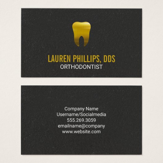 金ゴールド歯アイコン |歯科 (正面&裏面)