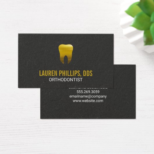 金ゴールド歯アイコン |歯科 (デスク)