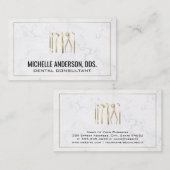 金ゴールド歯科用工具 | 大理石と金ゴールド縁ど 名刺 (正面/裏面)