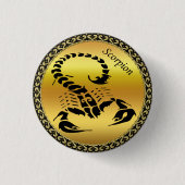 金ゴールド毒サソリという非常に毒性のある昆虫 缶バッジ (正面)