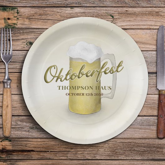 金ゴールド水シンプル色オクトーバーフェストビール9" ペーパープレート