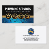 金ゴールド水上の給排水衛生設備配管アイコン 名刺 (正面/裏面)