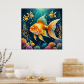 金ゴールド水中 ポスター (キッチン)