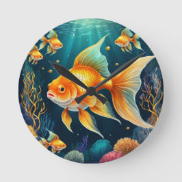 金ゴールド水中 ラウンド壁時計