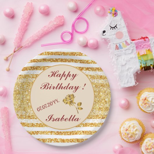 金ゴールド水平グリッターボホコレクシ人気があるョン ペーパープレート (パーティー)