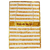 金ゴールド水平グリッターボホコレクシ人気があるョン ミディアムペーパーバッグ (正面)