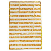 金ゴールド水平グリッターボホコレクシ人気があるョン ミディアムペーパーバッグ (裏面)