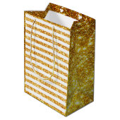 金ゴールド水平グリッターボホコレクシ人気があるョン ミディアムペーパーバッグ (裏面アングル)