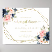 金ゴールド水平リハーサルディナーウェルカムサイン ポスター (正面)