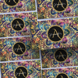 金ゴールド水彩と星雲マンダラビジネスカード 名刺