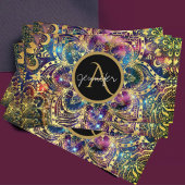 金ゴールド水彩と星雲マンダラビジネスカード 名刺