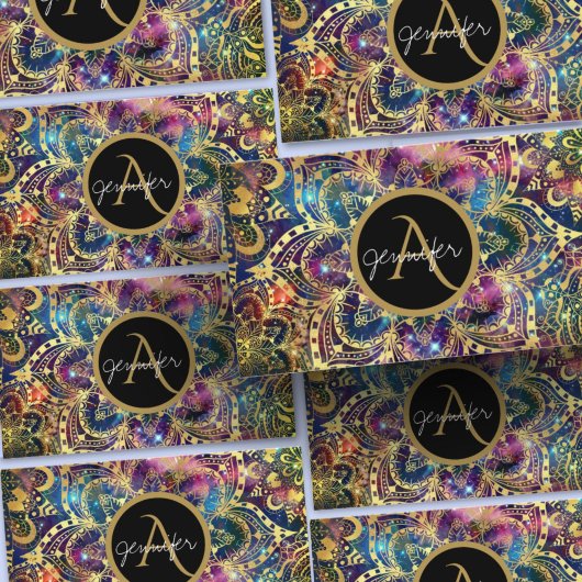 金ゴールド水彩と星雲マンダラビジネスカード 名刺