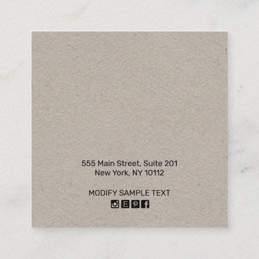 金ゴールド水彩クラフトスタッドイヤリングディスプレイ スクエア名刺 (裏面)