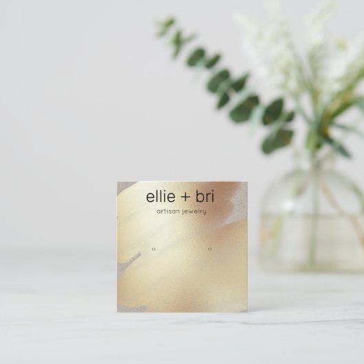 金ゴールド水彩クラフトスタッドイヤリングディスプレイ スクエア名刺 (スタンド正面)