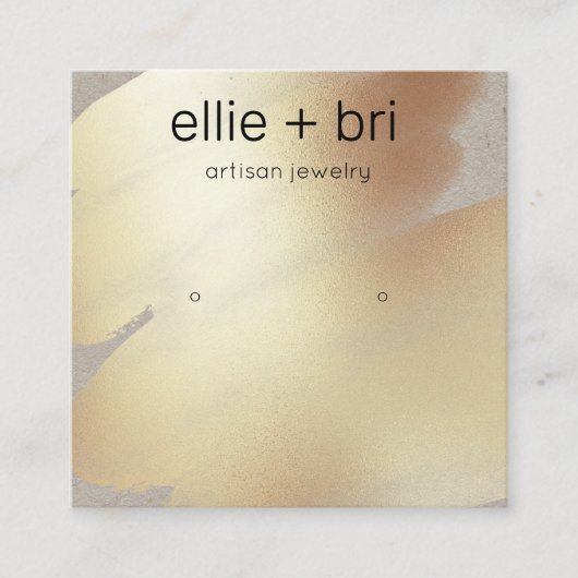 金ゴールド水彩クラフトスタッドイヤリングディスプレイ スクエア名刺 (正面)