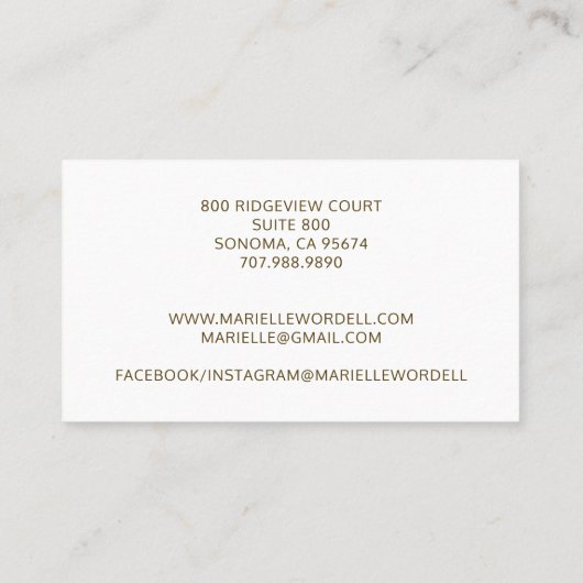 金ゴールド水彩サークルモノグラムホワイト文字 名刺 (裏面)