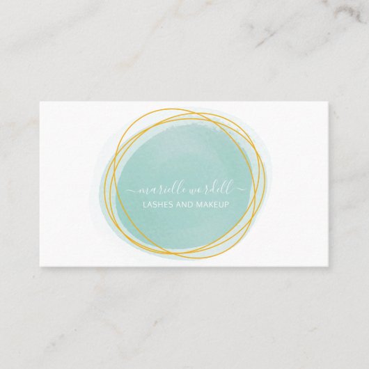 金ゴールド水彩サークルモノグラムホワイト文字 名刺 (正面)