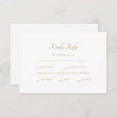 金ゴールド水彩ステムホワイトディナーオプションRSVP 出欠カード (正面/裏面)