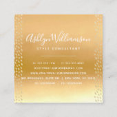 金ゴールド水彩ターコイズ紫オレンジモノグラム スクエア名刺 (裏面)