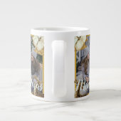 金ゴールド水彩ディアフラワーメリークリスマスフォト ジャンボコーヒーマグカップ (裏面)