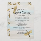 金ゴールド水彩トンボブライダルシャワー 招待状 (正面/裏面)