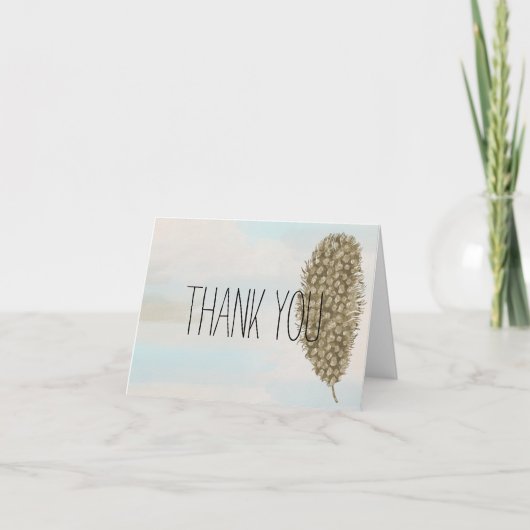 金ゴールド水彩フェザーありがとう サンキューカード (正面)