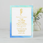 金ゴールド水彩フレーム 箔招待状 (立ち正面)