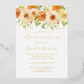 金ゴールド水彩フローラキンセアニェラ 箔招待状 (正面)