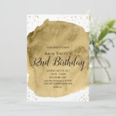 金ゴールド水彩ブラシストローク(白い招待) 招待状 (スタンド正面)