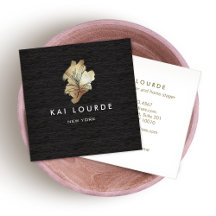 金ゴールド水彩プラント木材ビジネスカード