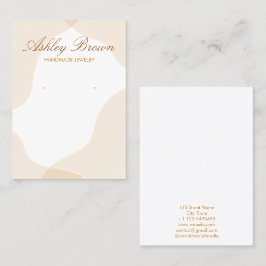 金ゴールド水彩手作りイヤリングジュエリー表示 名刺 (正面/裏面)