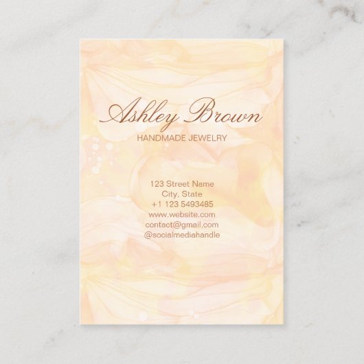 金ゴールド水彩手作りジュエリーイヤリングディスプレイ 名刺 (裏面)