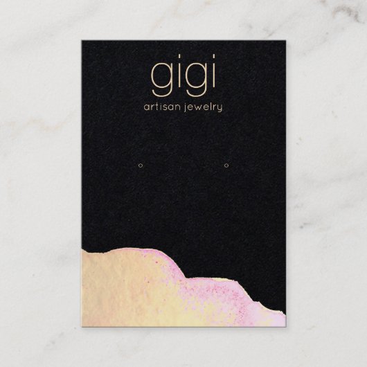 金ゴールド水彩抽象芸術イヤリング表示ホルダー 名刺 (正面)