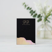 金ゴールド水彩抽象芸術イヤリング表示ホルダー 名刺 (スタンド正面)