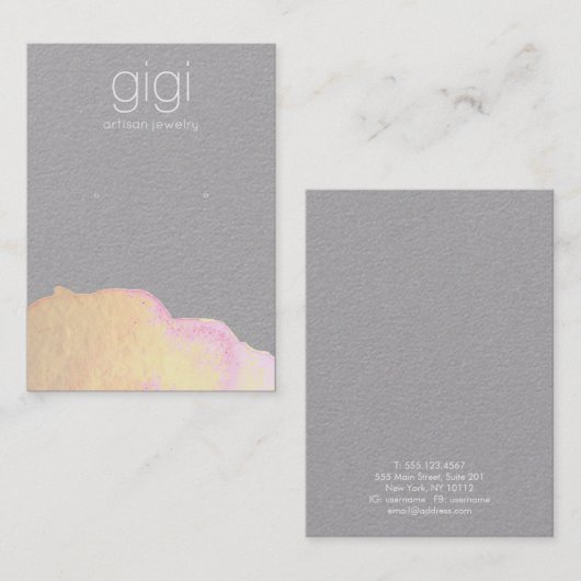 金ゴールド水彩抽象芸術イヤリング表示ホルダー 名刺 (正面/裏面)