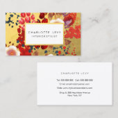 金ゴールド水彩抽象芸術フローラアートスタイリスト 名刺 (正面/裏面)