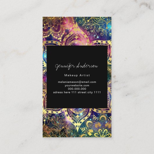 金ゴールド水彩星雲フローラ曼荼羅 名刺 (裏面)