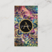 金ゴールド水彩星雲フローラ曼荼羅 名刺 (正面)