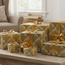 金ゴールド水彩花 ラッピングペーパー