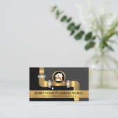 金ゴールド水栓水道管住宅用配管工事請負業者 名刺 (スタンド正面)