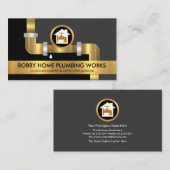 金ゴールド水栓水道管住宅用配管工事請負業者 名刺 (正面/裏面)