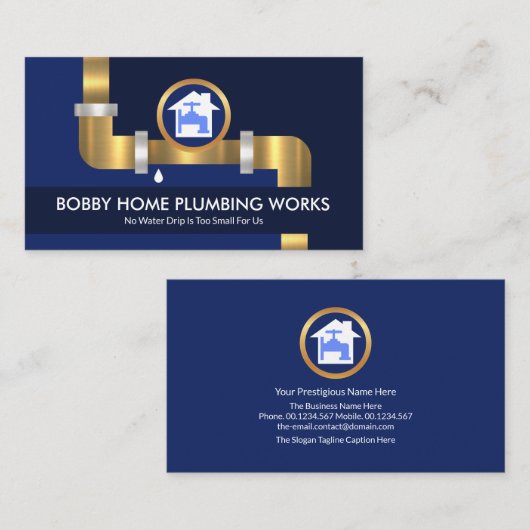 金ゴールド水栓水配管配管配管配管機 名刺 (正面/裏面)