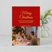 金ゴールド水滴メリークリスマス |クリスマス賛美の 箔シーズンカード (立ち正面)