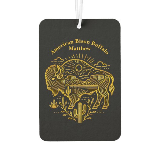 金ゴールド水牛の山の近くの太陽の下の放牧 カーエアーフレッシュナー (裏面)