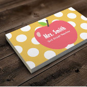 金ゴールド水玉模様かわいいアップル先生 名刺