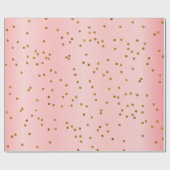 金ゴールド水玉模様とピンクサテン ラッピングペーパー (フラット)