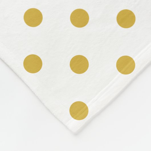 金ゴールド水玉模様の白パーソナライズされた名 フリースブランケット (角)